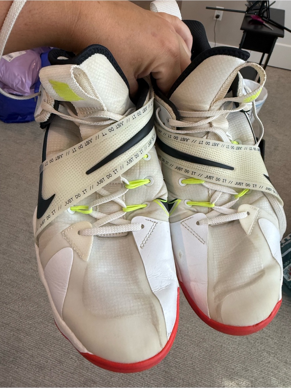 Nike Men’s White Black Neon Yellow Red Accent Athletic Shoes